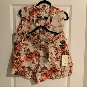Joie 100% Linen Shortset Top M shorts Size 10